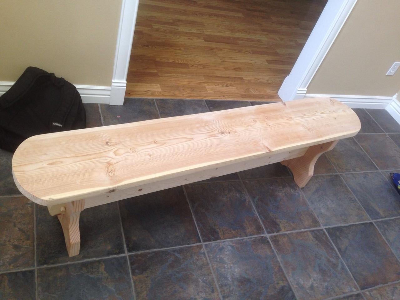 Custom designed wood dining room bench