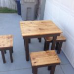 Custom patio table set with 4 benches