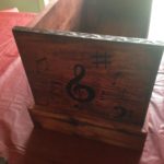 Custom designed cello stand - stained - burned design